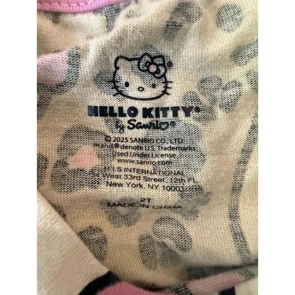 Hello Kitty Dress Girls 2T Beige Leopard Print Skater Short Sleeve Knee Length